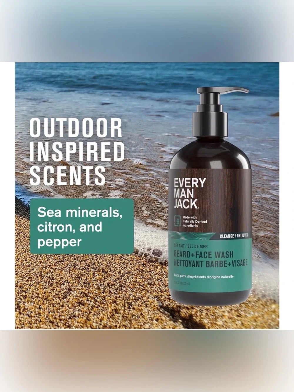 Every Man Jack Sea Salt Beard + Face Wash - Size 6.7fl oz.